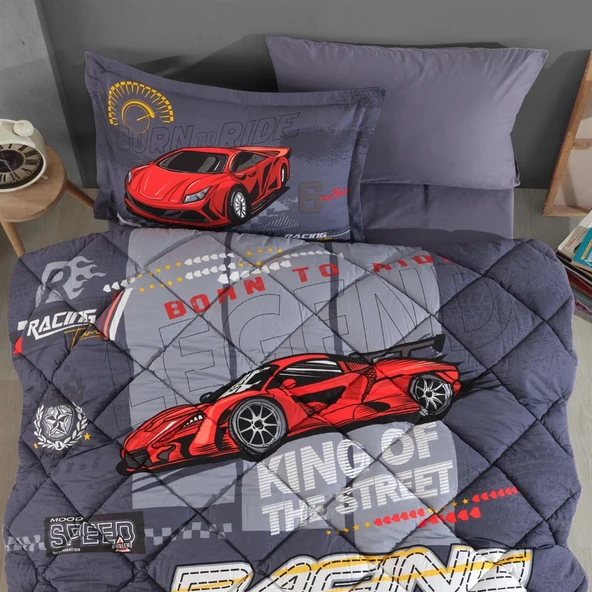 Clasy Ranforce Tek Kişilik Yorgan Seti Racing Team Mavi ürün görseli 1