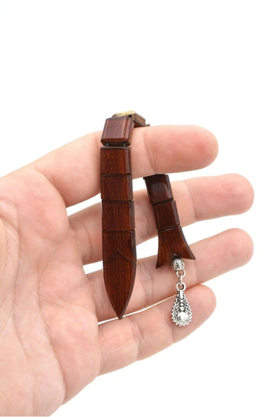 Murty99 Usta İşi Sıkma Kehribar Kaplı Tik Ağacı Balık Tesbih - Resim 5