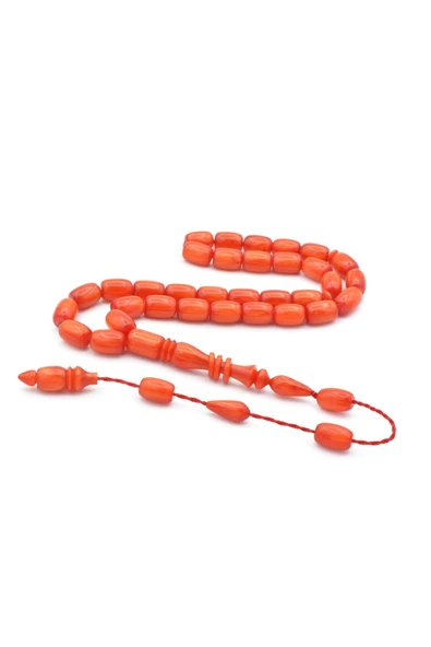 Murty99 Ahmet Emin Yapımı İmamesi Halkalı Simli Turuncu Sıkma Kehribar Tesbih ürün görseli 1