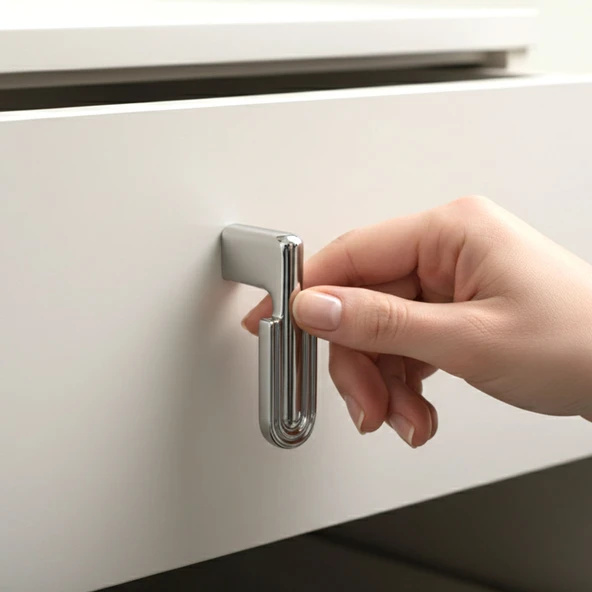 Yıldız Krom Gümüş Metal Kulp Tek Vidalı Düğme Mobilya Dolap Çekmece Dolap Düğme Kulp Kulbu Kulpları - Resim 3