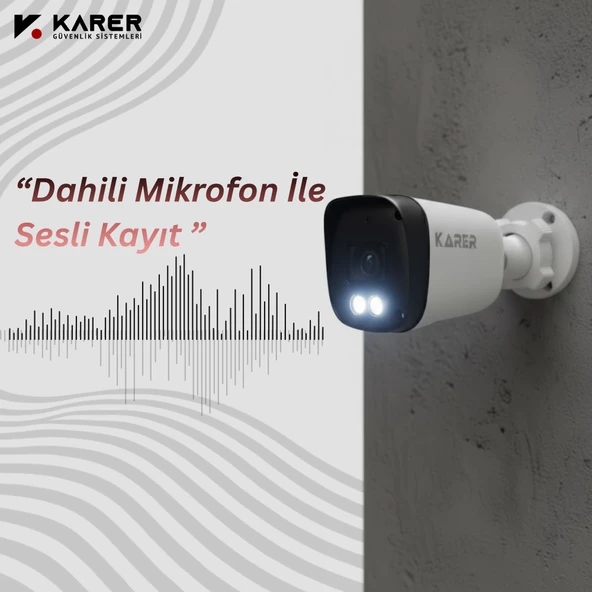 5'li 5MP IP Güvenlik Kamera Seti-Gece Renkli Görüntü-Su Geçirmez Dış Mekan-Sesli Kayıt -Ultra HD - Resim 5