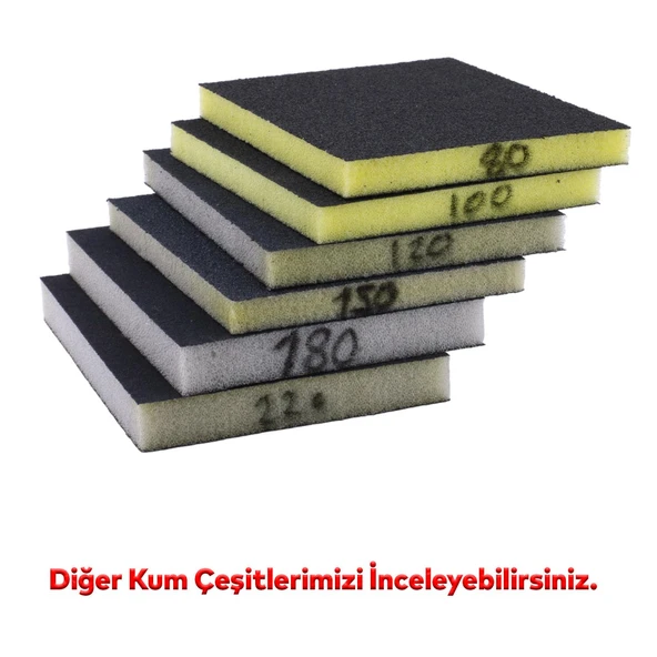 Sünger Zımpara 9.5 x 12.5 cm Takoz Blok Flex Taşlama Ahşap Yassı El Zımparası 220 kum 1 Adet - Resim 3
