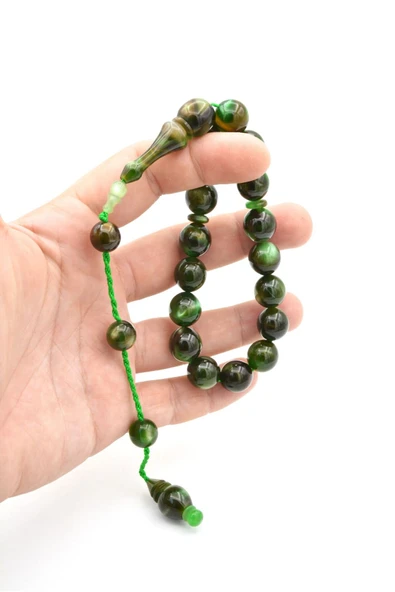 Murty99 Erhan Turan Yapımı Kahverengi Yeşil Sıkma Kehribar Efe Maskot Tesbih - Resim 5