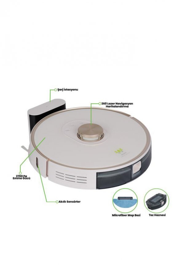 Wiami FX-9 Pro Akıllı Robot Süpürge - Beyaz - 3