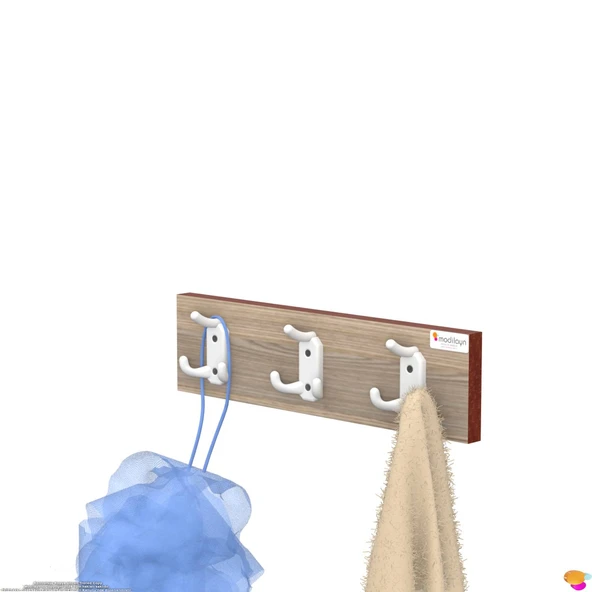 Modilayn ARI 9 Kancalı Banyo Askısı 3' lü Set 31,4x9, 6 cm | Şık Tasarım Ekstra Düzen ve Yer Tasarrufu - Resim 7