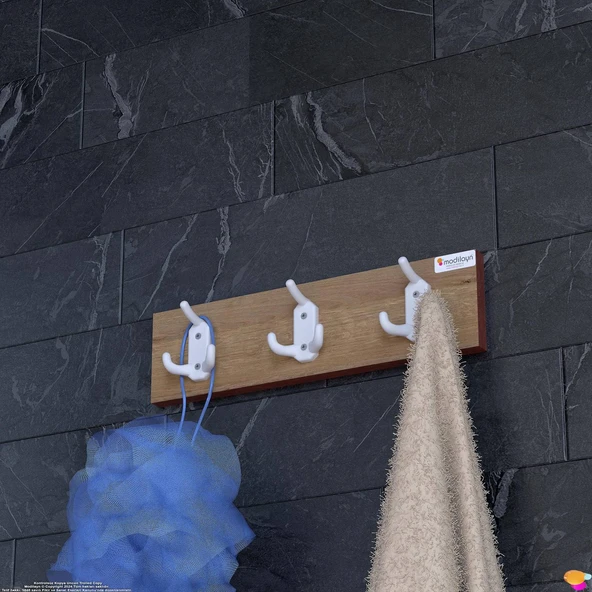 Modilayn ARI 9 Kancalı Banyo Askısı 3'lü Set 36,4x9,6cm Şık Tasarım Ekstra Düzen ve Yer Tasarrufu - Resim 3