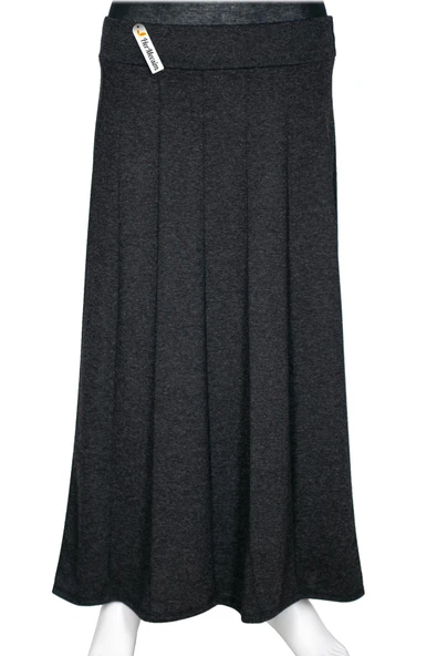 Eray Kadın Ecrin Büyük Beden Kışlık Parçalı Çimalı Lastikli Siyah Etek ürün görseli 1