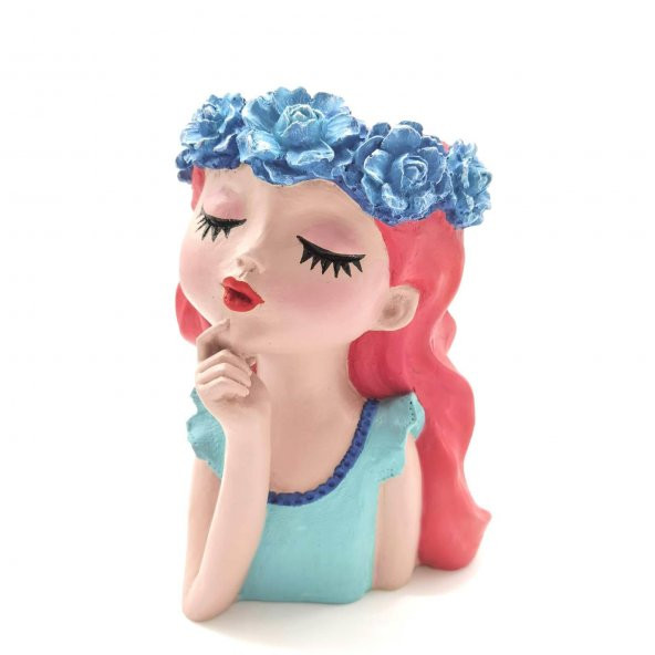 Crearthome Kızıl Saçlı Kız Dekoratif Saksı