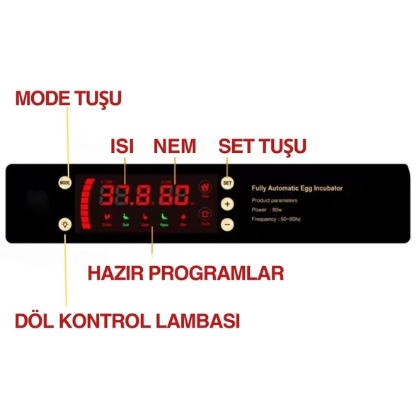 120 Yumurta Kapasiteli Tam Otomatik Kuluçka Makinesi - Civciv, Kaz, Hindi ve Ördek Yetiştiriciliği Epo-W120 Yedek Motorlu - Resim 8