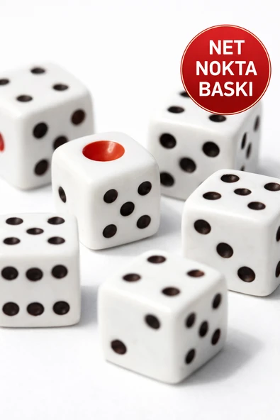 6’lı Set – 10.5 mm Okey & Tavla Zarı Net Noktalı Dayanıklı Okey & Tavla Zarları - Resim 3