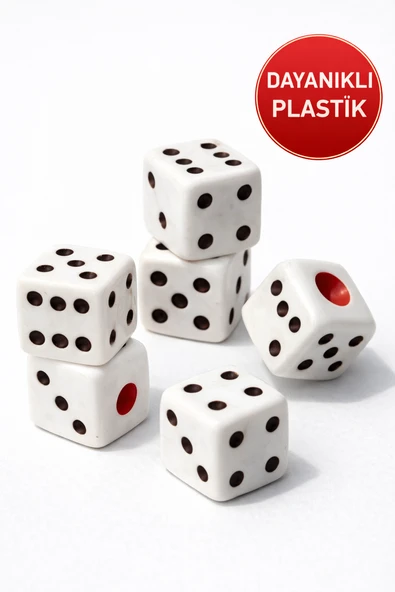 6’lı Set – 10.5 mm Okey & Tavla Zarı Net Noktalı Dayanıklı Okey & Tavla Zarları - Resim 5