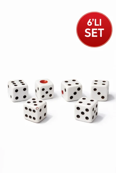 6’lı Set – 10.5 mm Okey & Tavla Zarı Net Noktalı Dayanıklı Okey & Tavla Zarları - Resim 2