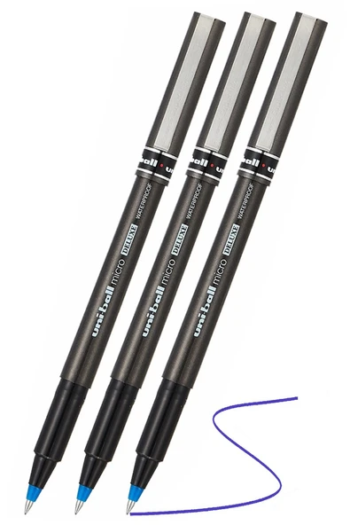 Mavi Pilot Kalem UB-155 Micro Deluxe 3 Adet Uniball Pilot Kalem 0.5 mm Roller Uçlu Pilot Kalem İnce Uçlu Likit Mürekkep ürün görseli 1