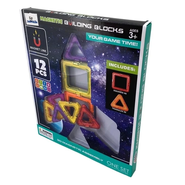 Manyetik Bloklar 12 Parça Eğitici ve Yaratıcı Yapı Seti - Resim 2