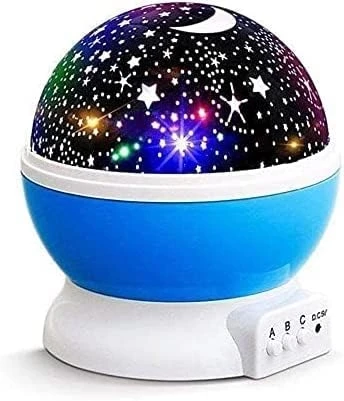 Mavi Dönen Renkli Ay Yıldızlı Gökyüzü Yansıtmalı Projeksiyon Gece Lambası Çocuk Bebek Parti Odası ürün görseli 1