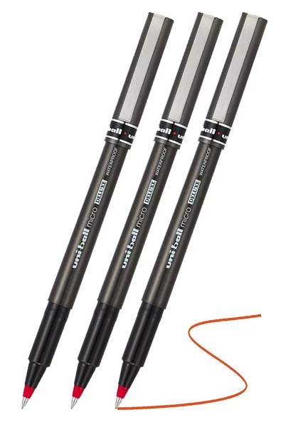 Kırmızı Pilot Kalem UB-155 Micro Deluxe 3 Adet Uniball Pilot Kalem 0.5 mm Roller Uçlu Pilot Kalem İnce Uçlu Likit ürün görseli 1