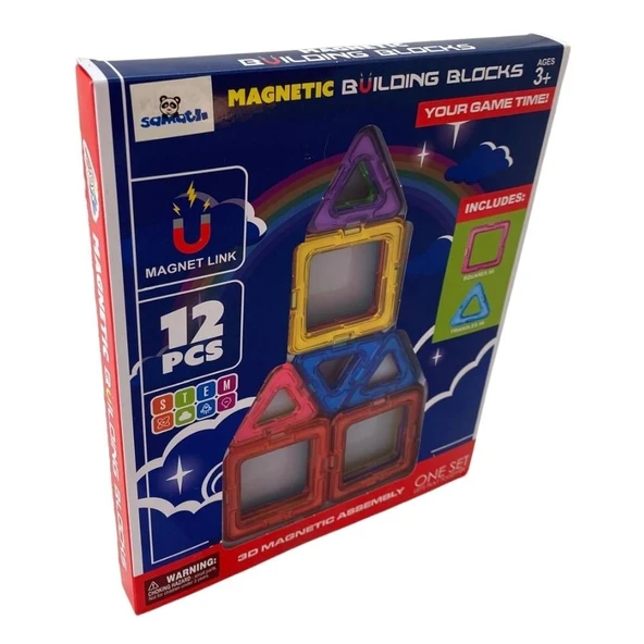 Manyetik Bloklar 12 Parça Eğitici ve Yaratıcı Yapı Seti - Resim 6