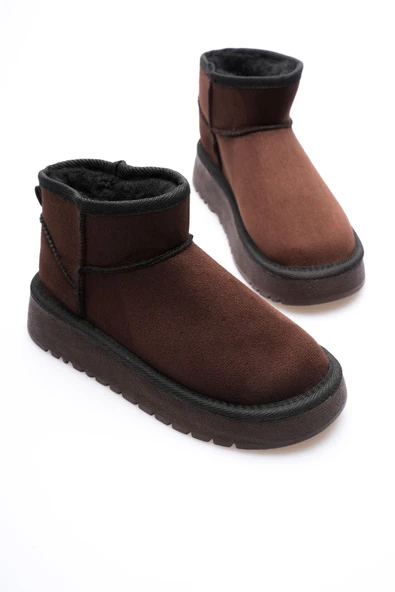 Alina Kadın Acı Kahve Süet Kışlık İçi Kürklü Bot - Resim 5