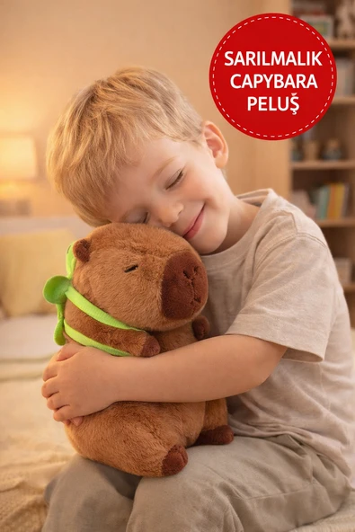 Capybara Peluş Oyuncak 30 CM – Sırtında Çıkartılabilir Kaplumbağa Aksesuarlı Sevimli Peluş ürün görseli 1