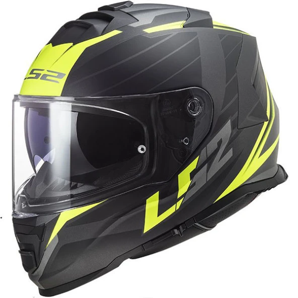 LS2 STORM NERVE MAT SİYAH-NEON SARI KASK XXL