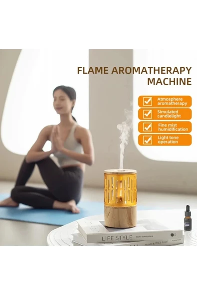 Mum Işığı Görünümlü Taşınabilir 125ml Kapasiteli Işıklı Aroma Yayıcı Hava Nemlendirici - Resim 3