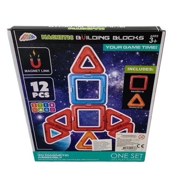 Manyetik Bloklar 12 Parça Eğitici ve Yaratıcı Yapı Seti ürün görseli 1
