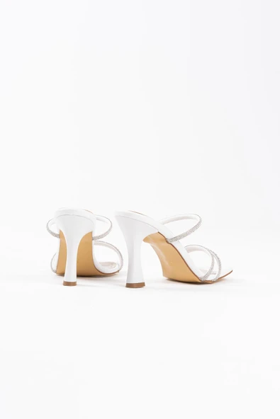 Alvina Kadın Beyaz Taşlı İnce Topluklu Abiye Ayakkabı - Resim 4