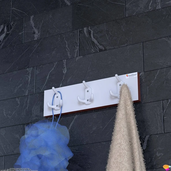 Modilayn ARI Serisi 9 Kancalı Banyo Askısı- 3'lü Set (46,4x9,6 cm) | Ekstra Düzen ve Yer Tasarrufu - Resim 3