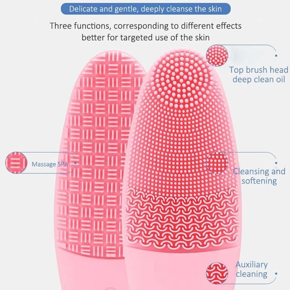 Derin Gözenek Temizliği İçin İnce Kaba Silikon Uçlu Elektrikli Yüz Temizleme Fırçası - Resim 7