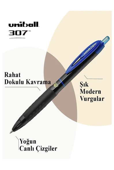 Siyah Pilot Kalem Signo 307 10 Adet Uniball Basmalı Pilot Kalem 0.5 mm Roller Uçlu Pilot Kalem İnce Uçlu Likit Mürekkep - Resim 3