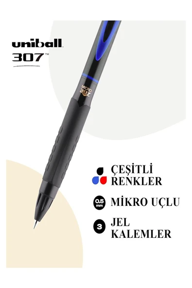 Siyah Pilot Kalem Signo 307 10 Adet Uniball Basmalı Pilot Kalem 0.5 mm Roller Uçlu Pilot Kalem İnce Uçlu Likit Mürekkep - Resim 2