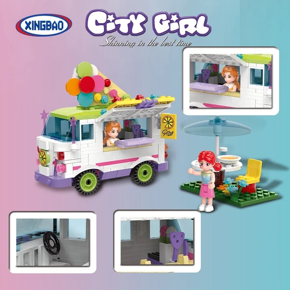 Dondurma Arabası Yapım Seti 324 Parça  Eğlenceli ve Eğitici Blok İnşa Oyuncağı - Resim 6