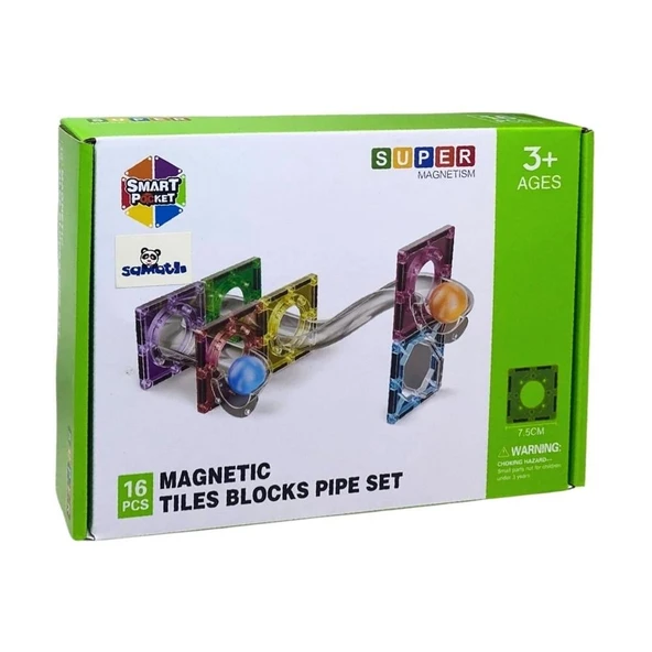Manyetik Borulu Bloklar Seti 16 Parça  Eğitici Yapı ve İnşa Oyuncağı ürün görseli 1