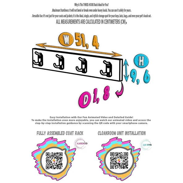 Modilayn ARI Serisi 12 Kancalı 51,4x9,6 cm 4'lü Set Banyo Askısı | Ekstra Düzen ve Yer Tasarrufu - Resim 5