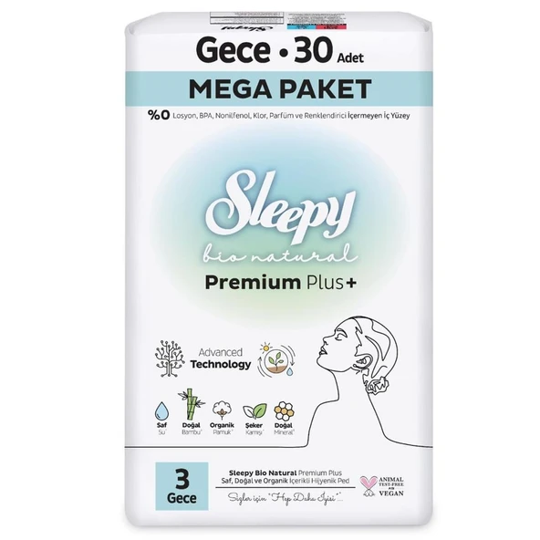 NessiWorld Bio Natural Premium Plus Mega Gece Ped 30 Adet - Resim 2