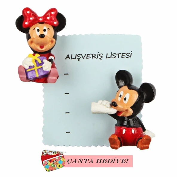 Polyester Mickey Minnie Mouse Çift Magnet Çanta Hediyeli