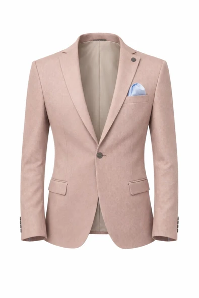 Erkek Slim Fit Tek Düğmeli Blazer Ceket – Vizon Renk, Şık ve Modern Kesim ürün görseli 1