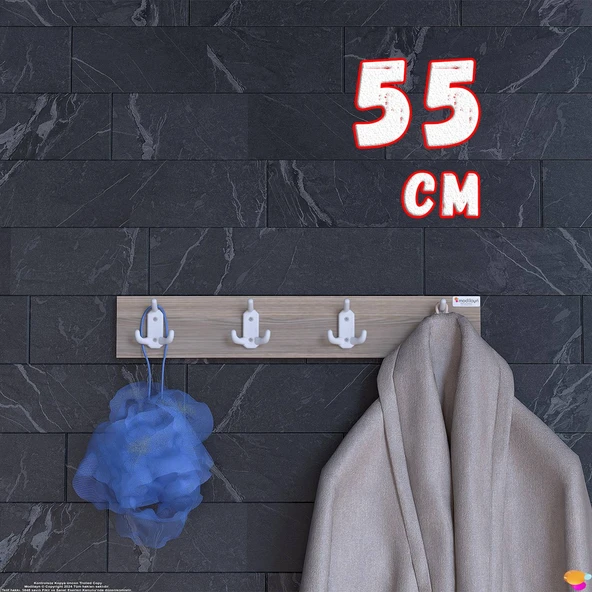 Modilayn ARI Serisi 12 Kancalı 51,4x9,6 cm 4'lü Set Banyo Askısı | Ekstra Düzen ve Yer Tasarrufu ürün görseli 1