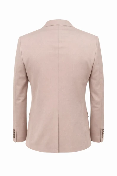 Erkek Slim Fit Tek Düğmeli Blazer Ceket – Vizon Renk, Şık ve Modern Kesim - Resim 2