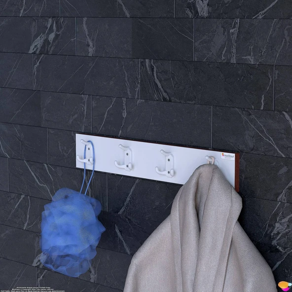 Modilayn ARI Serisi 1(56,4x9,6 cm)2 Kancalı Banyo Askısı - 4'lü Set | Ekstra Düzen ve Yer Tasarrufu - Resim 2