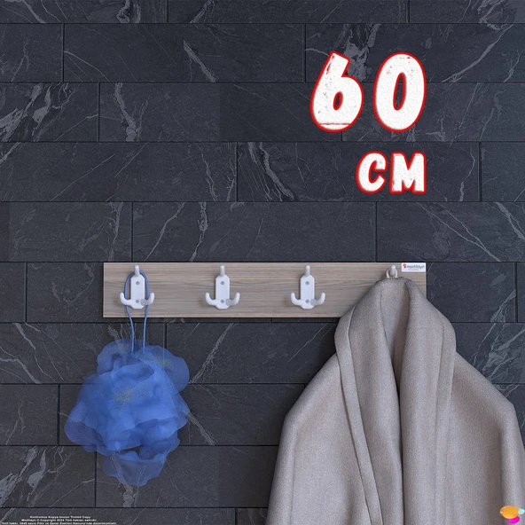 Modilayn ARI Serisi 12 Kancalı Banyo Askısı - (56,4x9,6 cm) 4'lü Set | Ekstra Düzen ve Yer Tasarrufu ürün görseli 1