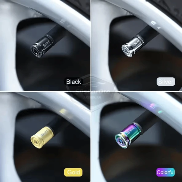 Kilitlemeli Sibop Kapağı Alyanlı Sibop Kapağı Araba Motosiklet Bisiklet Metal Sıkmalı Mavi 4 lü Set - Resim 6