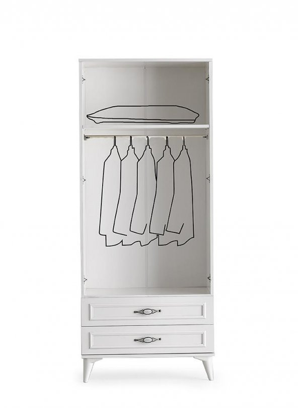 Erezoğulları Mobilya Irmak 2 Kapılı 2 Çekmeceli GarElbise Dolabı 80x48x195cm - 2