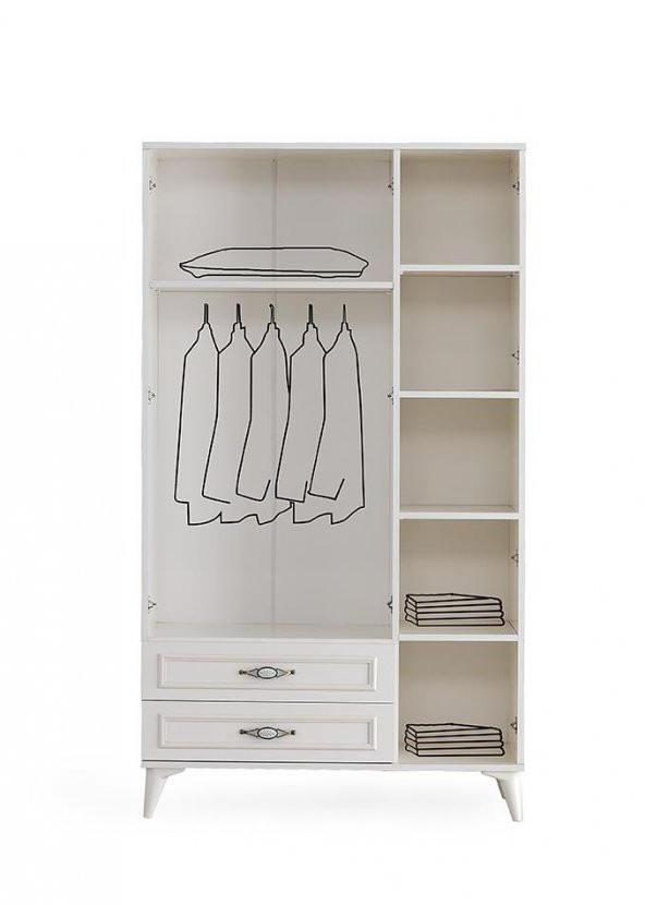 Erezoğulları Mobilya Irmak 3 Kapılı 2 Çekmeceli GarElbise Dolabı 120x48x195cm - 2