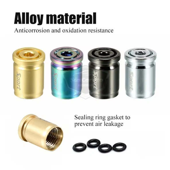 Kilitlemeli Sibop Kapağı Alyanlı Sibop Kapağı Araba Motosiklet Bisiklet Metal Sıkmalı Mavi 4 lü Set - Resim 3