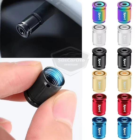 Kilitlemeli Sibop Kapağı Alyanlı Sibop Kapağı Araba Motosiklet Bisiklet Metal Sıkmalı Mavi 4 lü Set - Resim 8