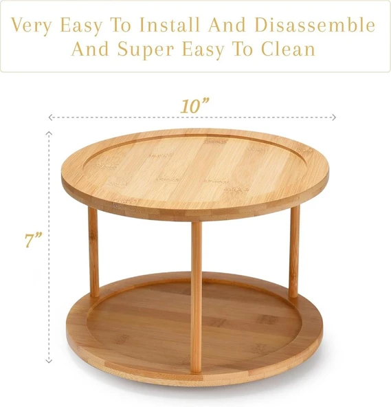 Bambu Baharat Standı, 360° Dönebilen, 2 KatlıDüzenleyici , Sunumluk, Organizer, Stant - Resim 2