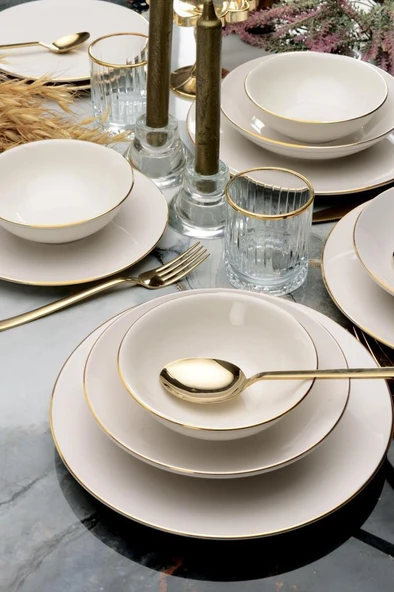 Bonelegant Pure 6 Parça 19 Cm Yemek Tabağı Altın File ürün görseli 1
