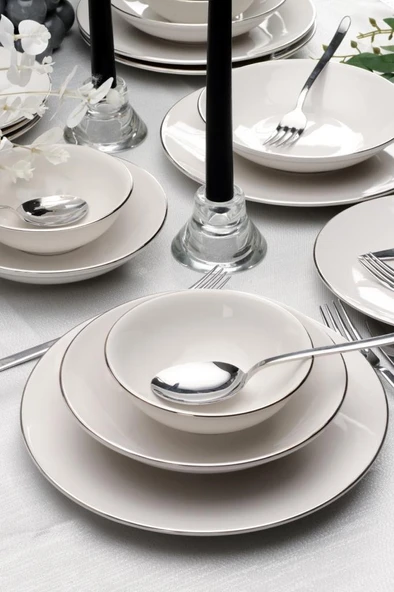 Bonelegant Pure 6 Parça 19 Cm Yemek Tabağı Platin File ürün görseli 1