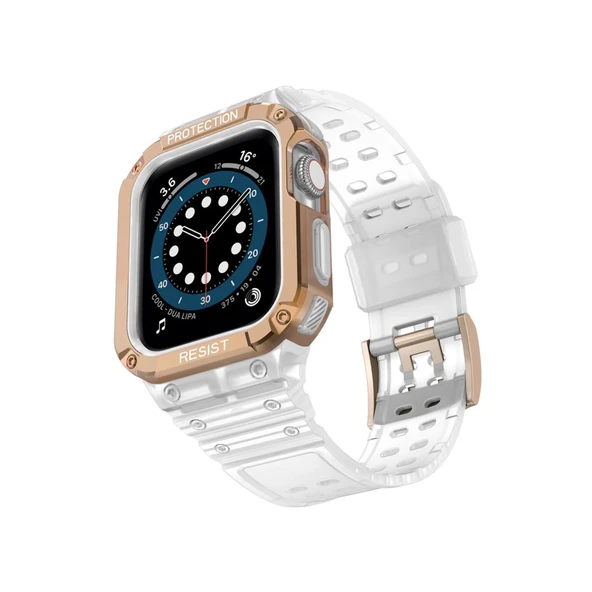 Apple Watch 42mm Kr401 Silikon Kordon - Beyaz-rose ürün görseli 1